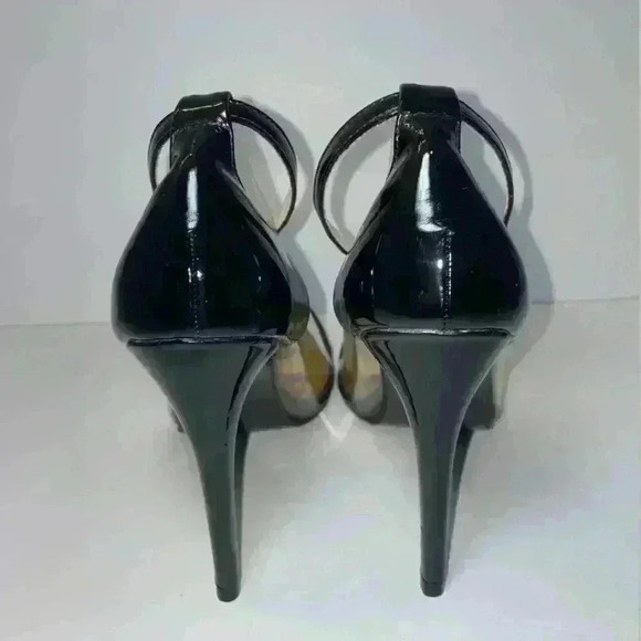 NEW Cape Robbin black gold ankle strap heel 4.5 pointed toe Size 8.5 minor flaws - Picture 4 of 14